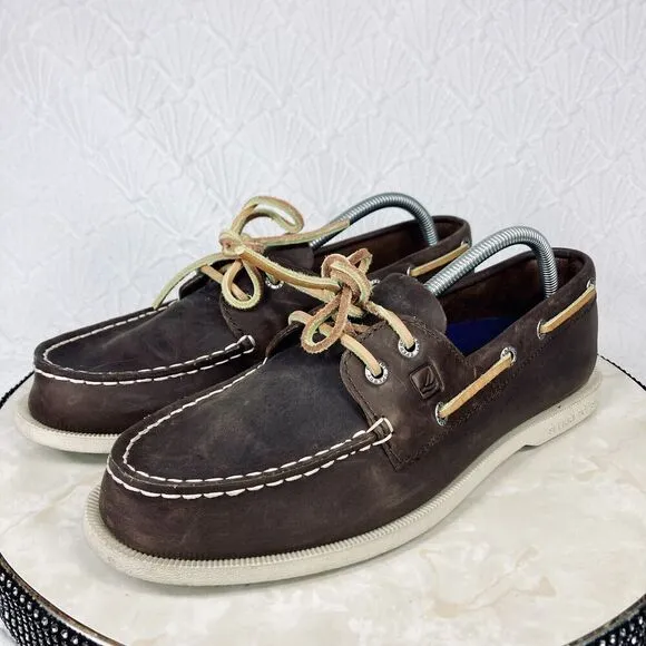 Sperry Top Sider Dressy Loafers 10.5 Brown Leather Nautical Slip On Career Shoes