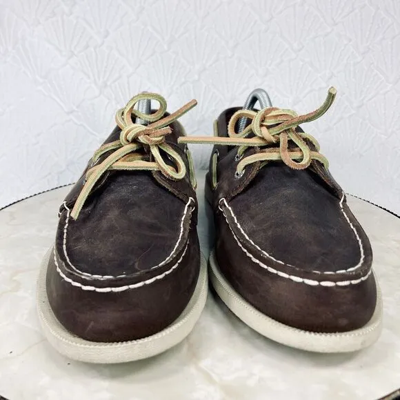 Sperry Top Sider Dressy Loafers 10.5 Brown Leather Nautical Slip On Career Shoes