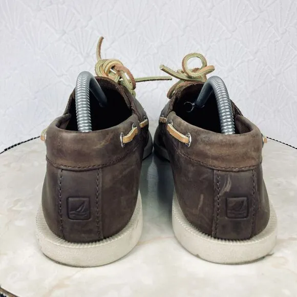 Sperry Top Sider Dressy Loafers 10.5 Brown Leather Nautical Slip On Career Shoes