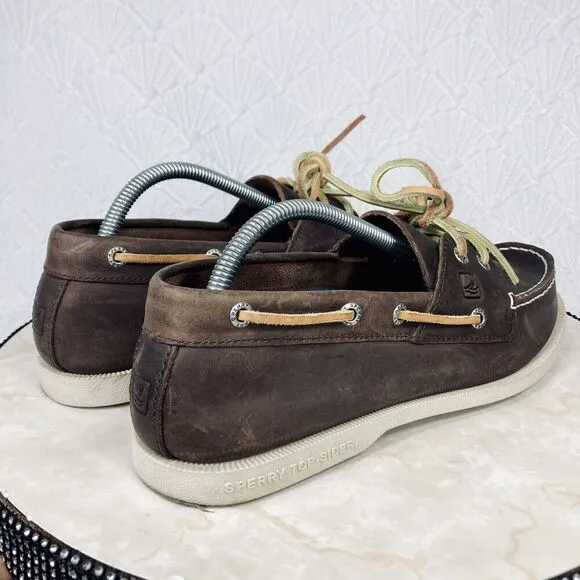 Sperry Top Sider Dressy Loafers 10.5 Brown Leather Nautical Slip On Career Shoes