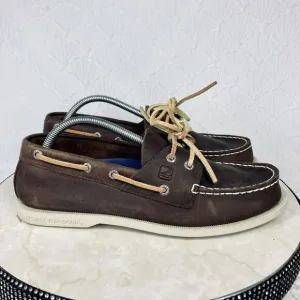 Sperry Top Sider Dressy Loafers 10.5 Brown Leather Nautical Slip On Career Shoes