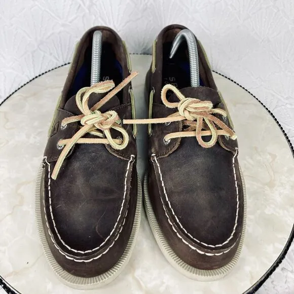 Sperry Top Sider Dressy Loafers 10.5 Brown Leather Nautical Slip On Career Shoes