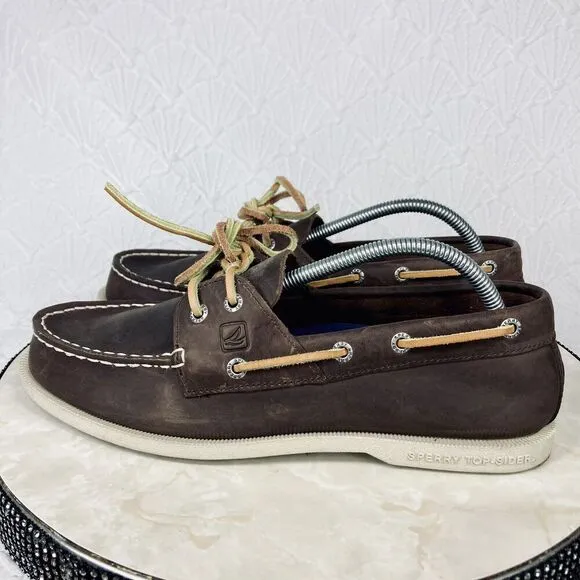 Sperry Top Sider Dressy Loafers 10.5 Brown Leather Nautical Slip On Career Shoes