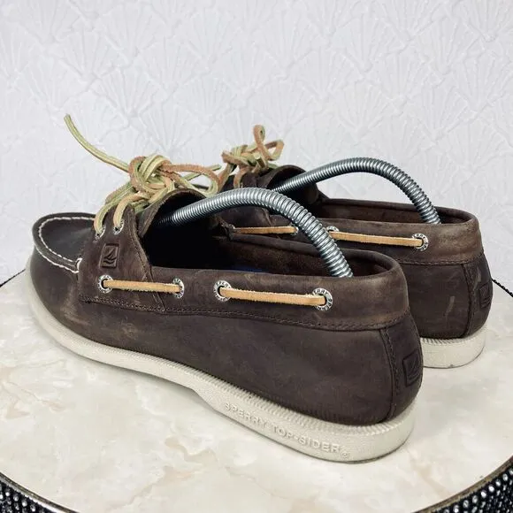 Sperry Top Sider Dressy Loafers 10.5 Brown Leather Nautical Slip On Career Shoes