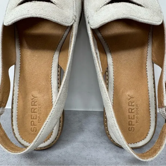 Sperry Women's Saybrook Slingback Cream Suede Loafer Flat size 7M