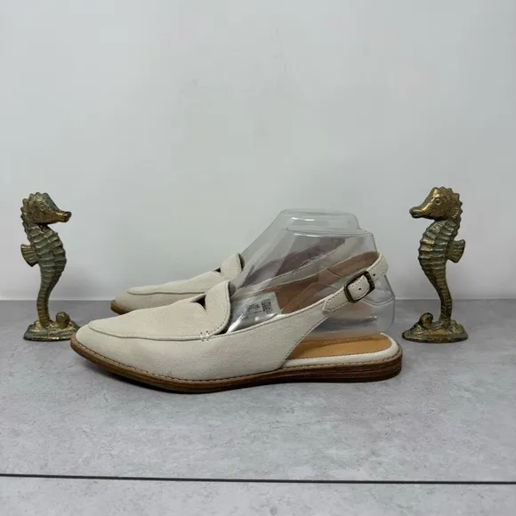 Sperry Women's Saybrook Slingback Cream Suede Loafer Flat size 7M