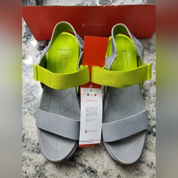 Spyder Women's Campie Sandals Gray and Green Sandals. NEW!