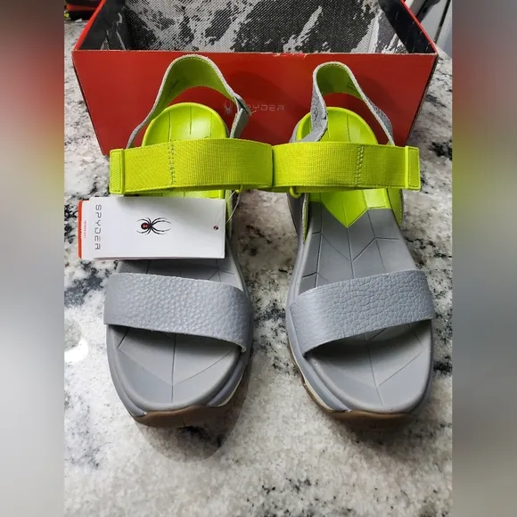 Spyder Women's Campie Sandals Gray and Green Sandals. NEW!