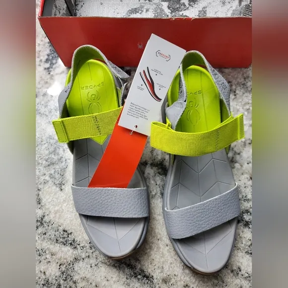 Spyder Women's Campie Sandals Gray and Green Sandals. NEW!