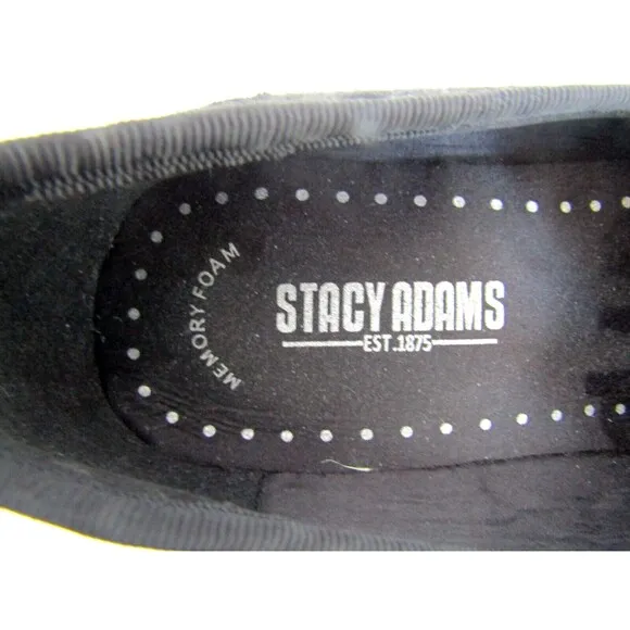 STACY ADAMS Loafers Mens Sultan Black Velour Slip-on Shoes NWOB Size 8M