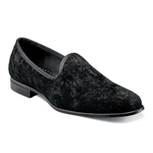 STACY ADAMS Loafers Mens Sultan Black Velour Slip-on Shoes NWOB Size 8M