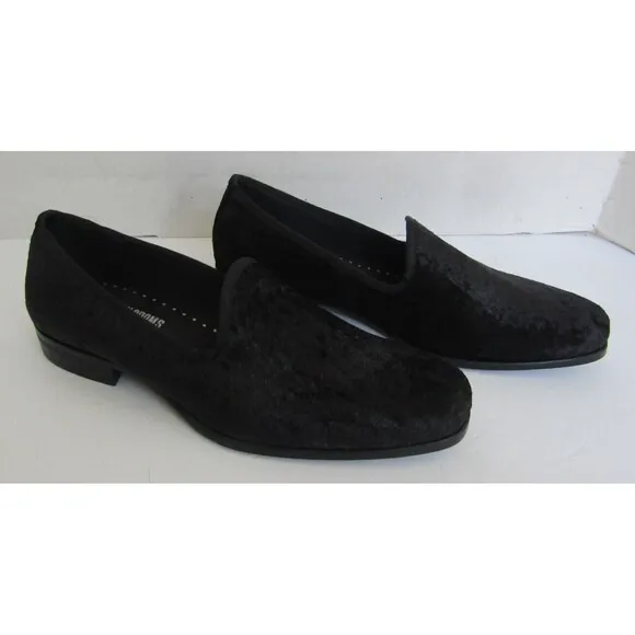 STACY ADAMS Loafers Mens Sultan Black Velour Slip-on Shoes NWOB Size 8M