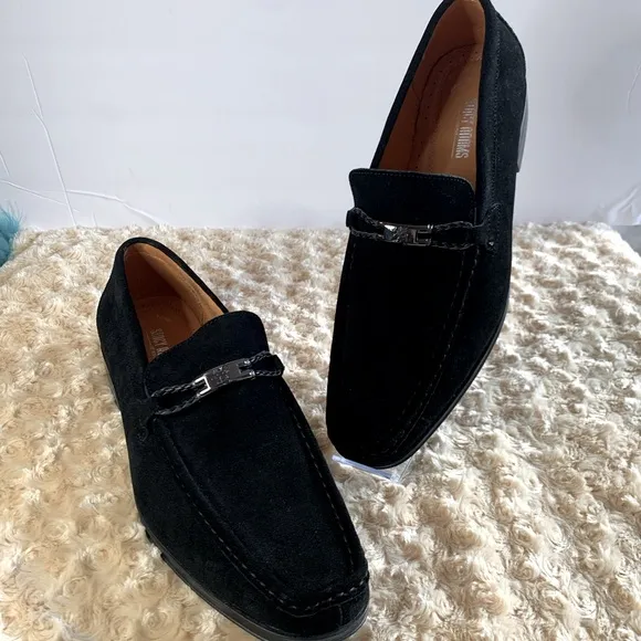 Stacy Adams Suede Neville Moc-Toe Black Penny Loafer Size 12