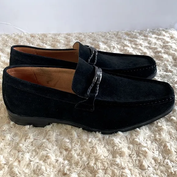Stacy Adams Suede Neville Moc-Toe Black Penny Loafer Size 12