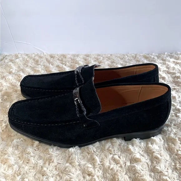 Stacy Adams Suede Neville Moc-Toe Black Penny Loafer Size 12