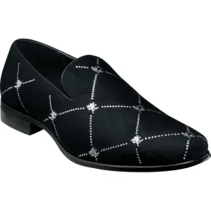 Stacy Adams Studly Black Velvet Loafer Metallic Stud Slip Size 8