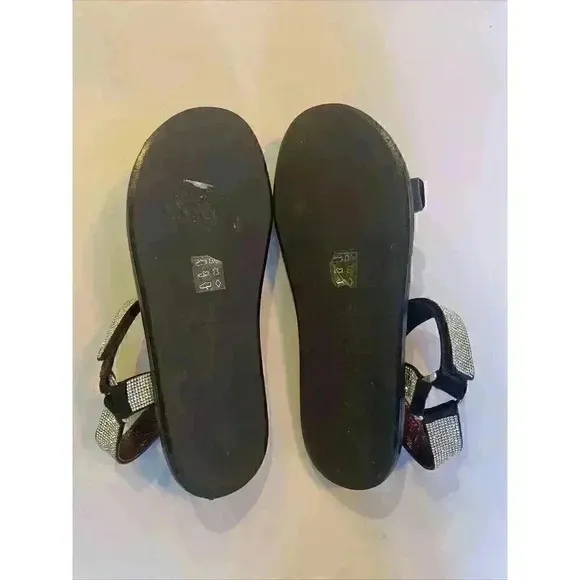 STAUD Betty Rhinestone Sandals Black Leather Size 11 41 Grip Strap Open Toe $395