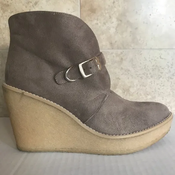 Stella McCartney Faux Suede &amp; Shearling Wedge Ankle Boots