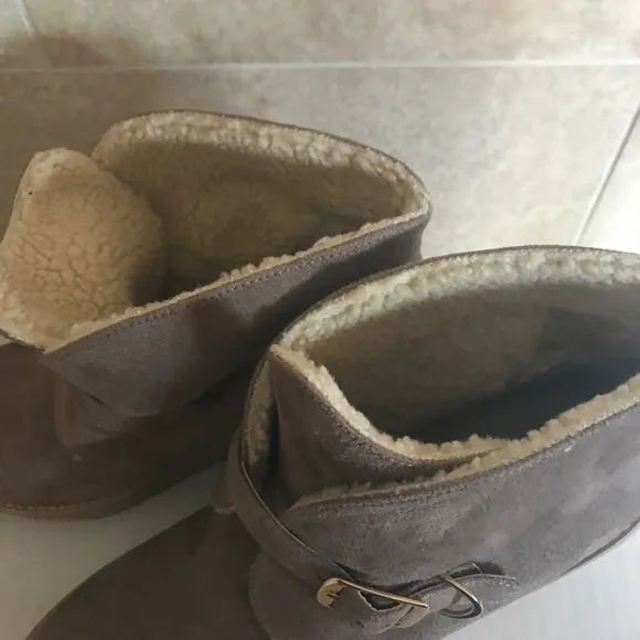 Stella McCartney Faux Suede &amp; Shearling Wedge Ankle Boots