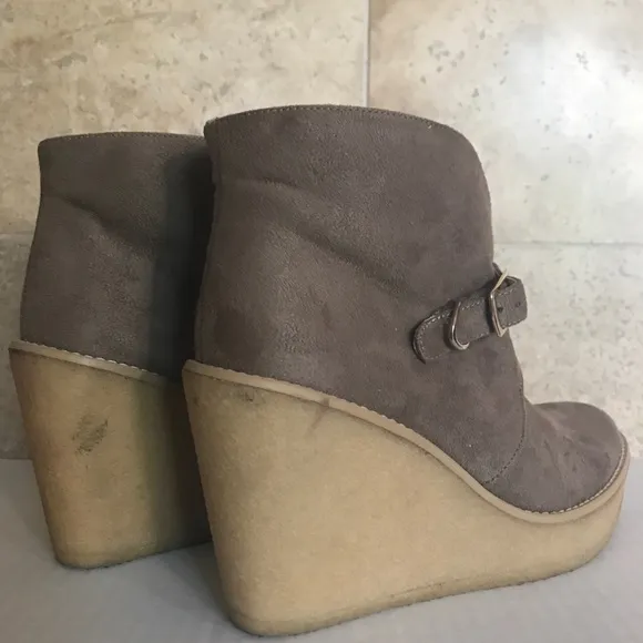 Stella McCartney Faux Suede &amp; Shearling Wedge Ankle Boots