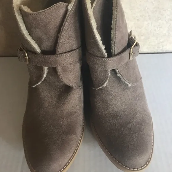 Stella McCartney Faux Suede &amp; Shearling Wedge Ankle Boots
