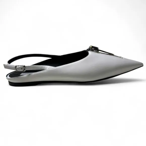 Stella McCartney Women's White Zipit Slingback Flats EU 38.5 NWOT