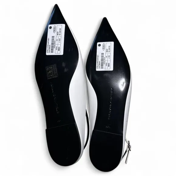 Stella McCartney Women's White Zipit Slingback Flats EU 38.5 NWOT
