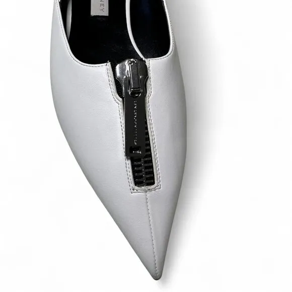 Stella McCartney Women's White Zipit Slingback Flats EU 38.5 NWOT