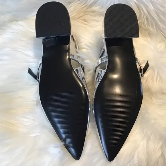 Steve Madden Anyaa silver point toe slingback maryjane ballet flats Size 8.5 NWT
