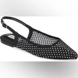 Steve Madden Black Studded Women's Slingback Jubilant Flat size 6