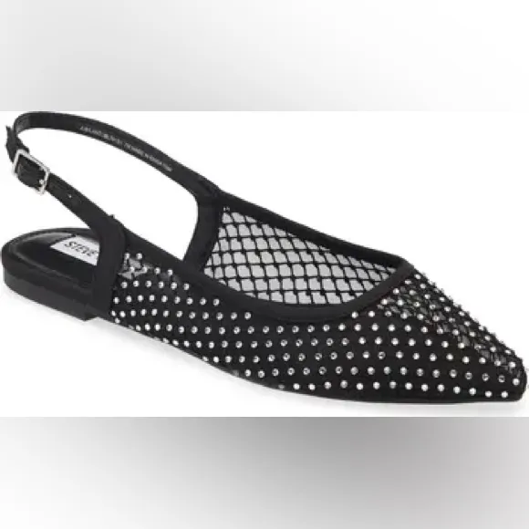 Steve Madden Black Studded Women's Slingback Jubilant Flat size 6