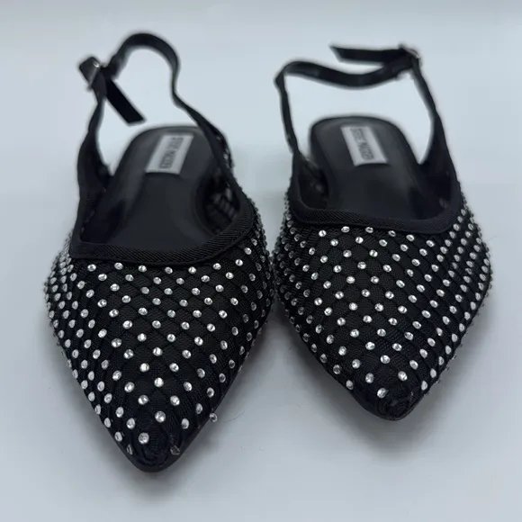 Steve Madden Black Studded Women's Slingback Jubilant Flat size 6