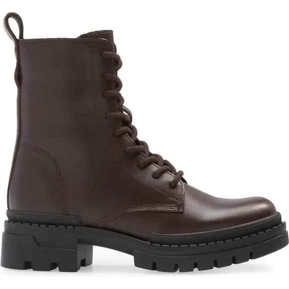 Steve Madden Genuine Leather Brown Lace Up Combat Boots