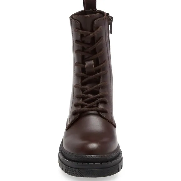 Steve Madden Genuine Leather Brown Lace Up Combat Boots