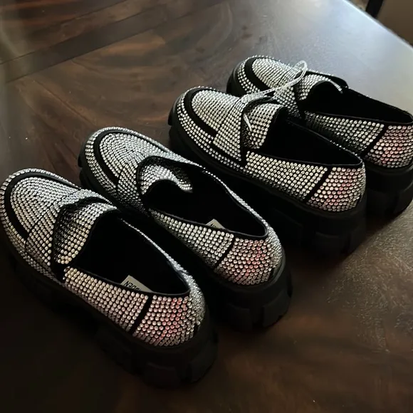 Steve Madden GIORGINA Rhinestones Chunky Loafers.
