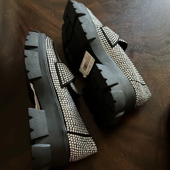Steve Madden GIORGINA Rhinestones Chunky Loafers.