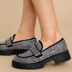 Steve Madden GIORGINA Rhinestones Chunky Loafers.