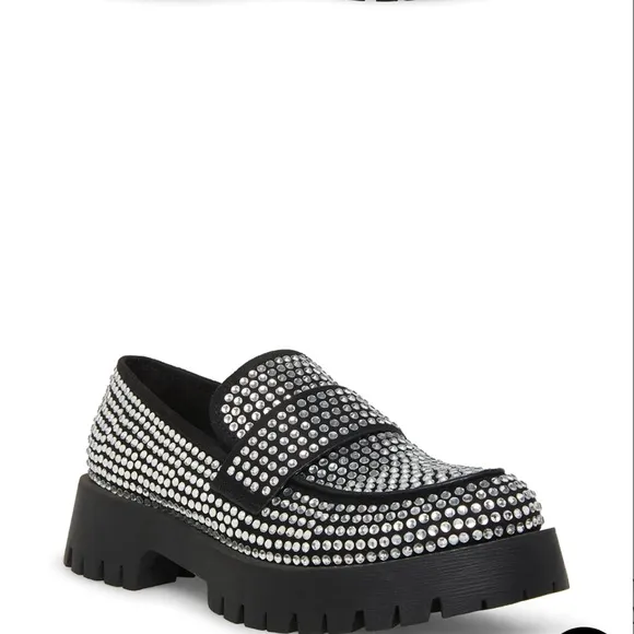 Steve Madden GIORGINA Rhinestones Chunky Loafers.
