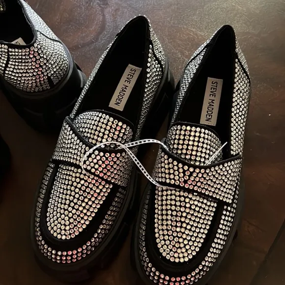 Steve Madden GIORGINA Rhinestones Chunky Loafers.