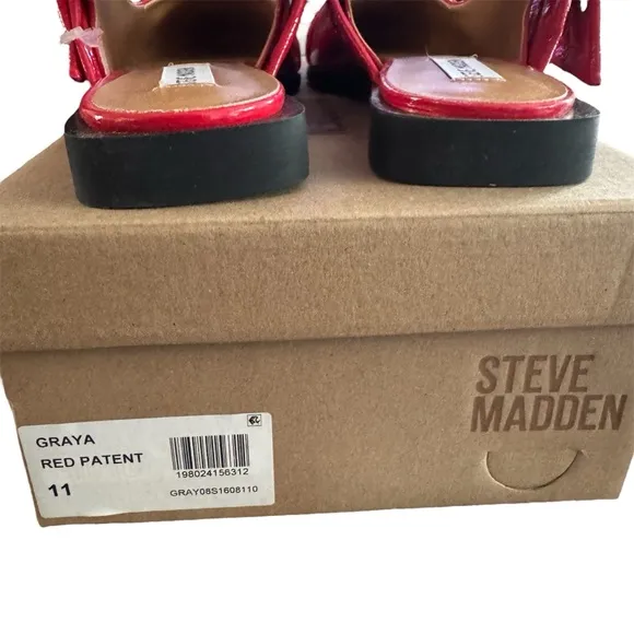 Steve Madden Graya Red Patent Flat Shoes Size 11