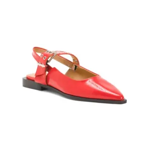 STEVE MADDEN Red Smokee Buckle Slingback Flats