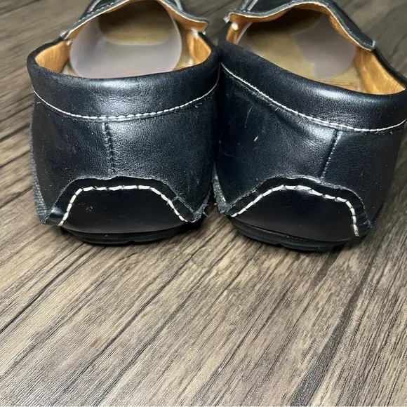 STEVE MADDEN Size 10.5 Novo Black Leather Driving Slip On Loafers Moc Toe