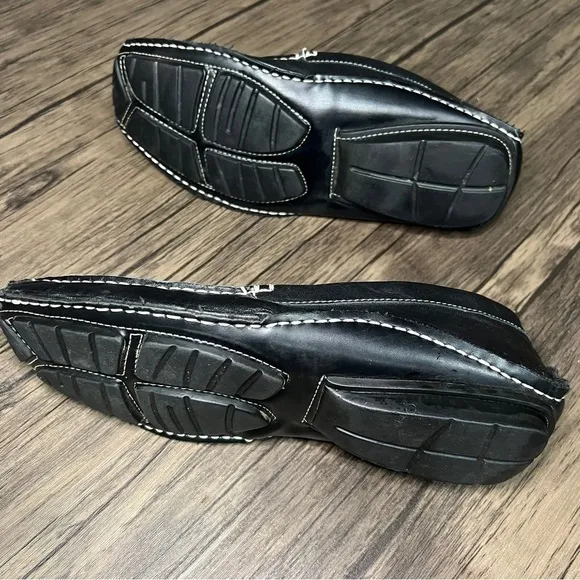 STEVE MADDEN Size 10.5 Novo Black Leather Driving Slip On Loafers Moc Toe