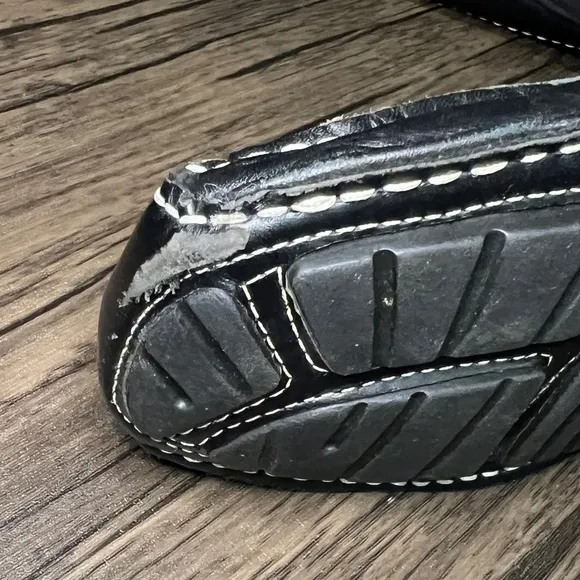 STEVE MADDEN Size 10.5 Novo Black Leather Driving Slip On Loafers Moc Toe