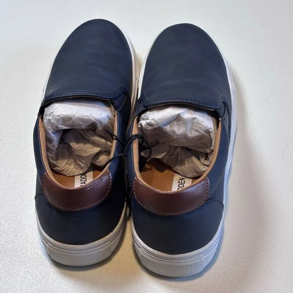 Steve Madden SLIP ON LOAFERS COLMEN SNEAKER SHOES, Blue Leather, Men’s 9M NWT