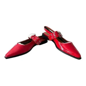 Steve Madden Smokee Red Buckle Slingback Flats Women’s 9.5