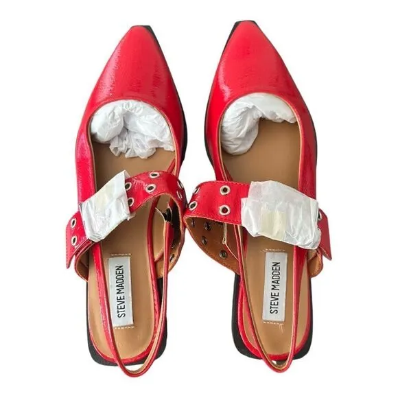 Steve Madden Smokee Red Buckle Slingback Flats Women’s 9.5