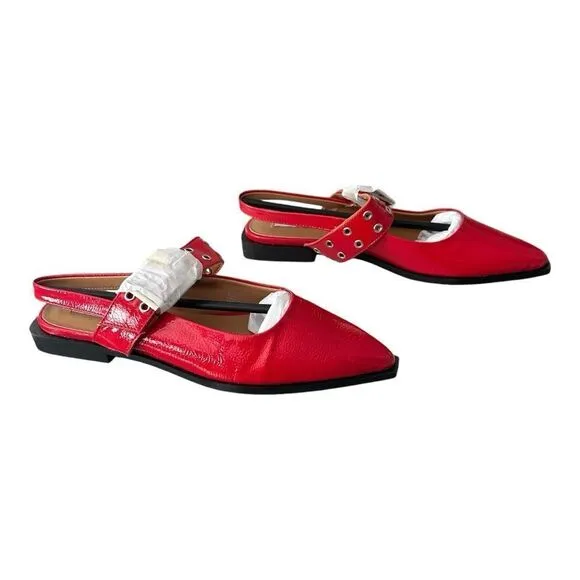 Steve Madden Smokee Red Buckle Slingback Flats Women’s 9.5