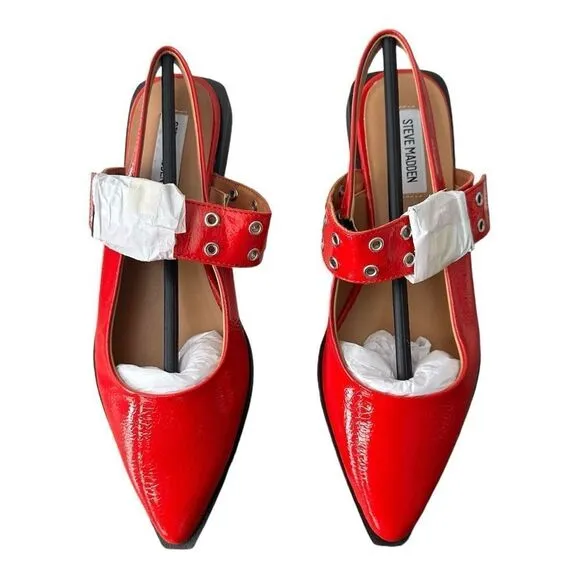 Steve Madden Smokee Red Buckle Slingback Flats Women’s 9.5