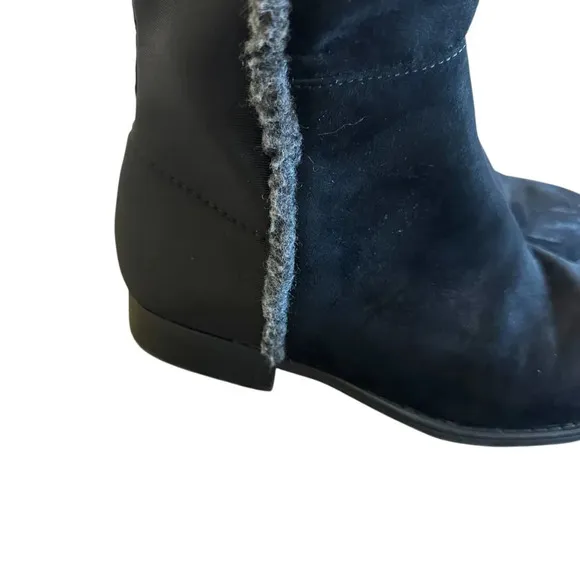 Stuart Weitzman 50/50 Shearling Black Dark Gray Boots Heart Suede Size 4 Girls